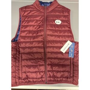 Men's NWT New $54 Saddlebred Packable Puffer Vest Maroon Navy Pockets Large Warm